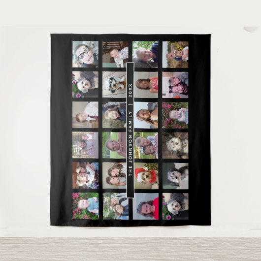 Tenture Collage de 24 Modèles photo avec texte personnalis (Devant)
