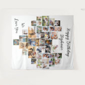 Tenture Collage de 36 photos en forme de cœur Joyeux Anniv (Devant (Horizontal))