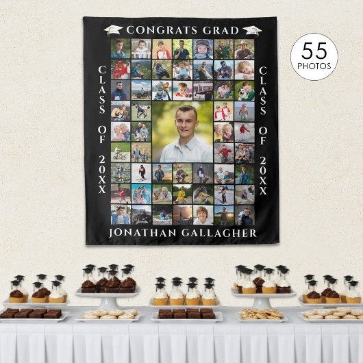 Tenture Collage de 55 photos pour la remise de diplômes Fé