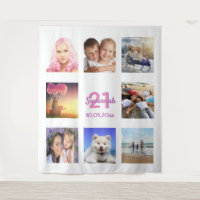 Collage de photos de fête d'anniversaire blanc ros