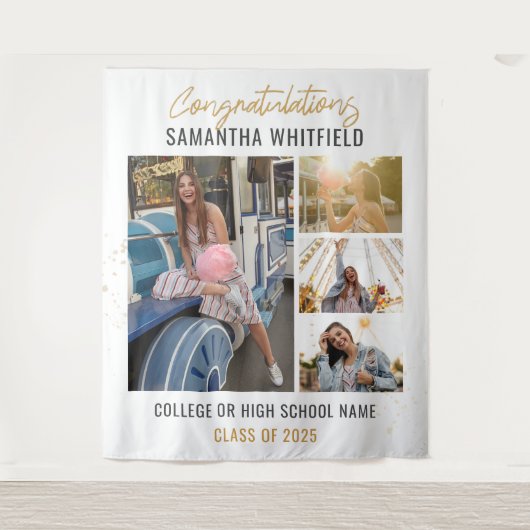 Tenture Collage de photos de fin d'études Toile de fond mo (Devant)