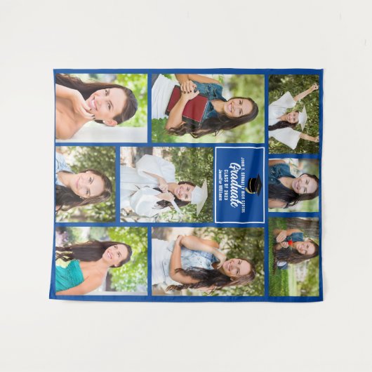 Tenture Collage de photos de remise de diplômes bleue 2025 (Devant (Horizontal))