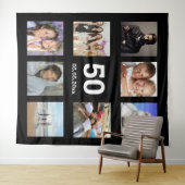 Tenture Collage de photos personnalisées pour fête d'anniv (En situation (horizontale))