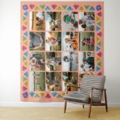 Tenture Collage personnalisé de 16 photos en forme de diam (En situation)