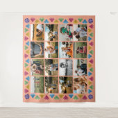 Tenture Collage personnalisé de 16 photos en forme de diam (Devant)