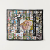 Tenture Collage photo 64 ans Anniversaire Votre couleur (Devant (Horizontal))