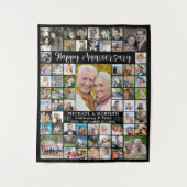 Tenture Collage photo 64 ans Anniversaire Votre couleur (Devant)