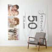 Tenture Collage photo blanc pour fête d'anniversaire nom b (En situation (horizontale))