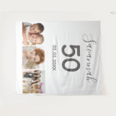 Tenture Collage photo blanc pour fête d'anniversaire nom b (Devant (Horizontal))