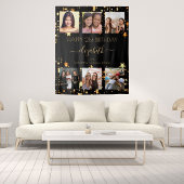 Tenture Collage photo d'anniversaire noir or meilleurs ami