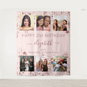 Tenture Collage photo d'anniversaire rose gold meilleures (Devant)