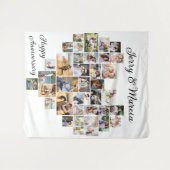 Tenture Collage photo de 36 formes de cœur pour anniversai (Devant (Horizontal))