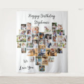 Tenture Collage photo de 36 photos en forme de cœur Joyeux (Devant)