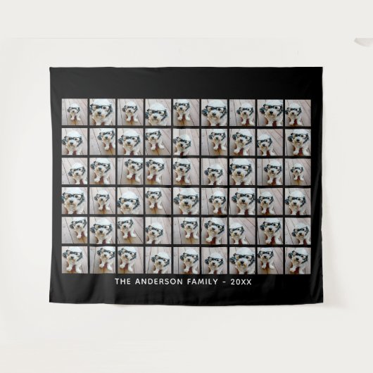 Tenture Collage photo de 54 Carrés avec texte simple (Devant (Horizontal))