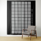 Tenture Collage photo de 60 Carrés avec texte - noir (En situation)