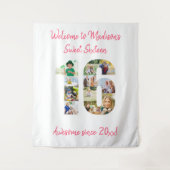 Tenture Collage photo de fête d'anniversaire 16 ans Fond r (Devant)