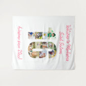 Tenture Collage photo de fête des 16 ans Fond rose (Devant (Horizontal))