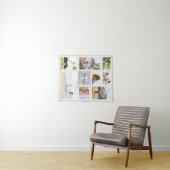 Tenture Collage photo de la famille monochrome gris modern (En situation (horizontale))