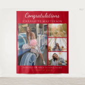 Tenture Collage photo de la Graduation moderne Rouge arriè (Devant)