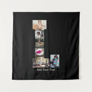 Tenture Collage photo de lettre L en noir et blanc