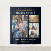 Tenture Collage photo de remise de diplômes 2025 Bleu mari (Devant)