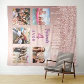 Tenture Collage photo doré rose pailleté d'amitié (En situation (horizontale))