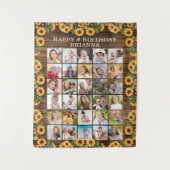 Tenture Collage photo en bois rustique tournesol 30 ans An (Devant)