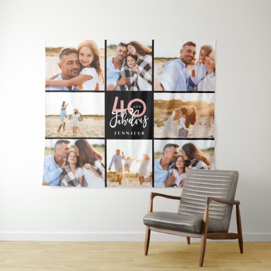 Tenture Collage photo moderne pour 40e anniversaire noir e (En situation (horizontale))