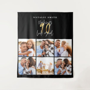 Tenture Collage photo noir et or 90e anniversaire moderne