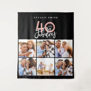 Tenture Collage photo noir et rose 40 ans et fabuleux