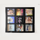 Tenture collage photo noir pour 16ème anniversaire (Devant (Horizontal))