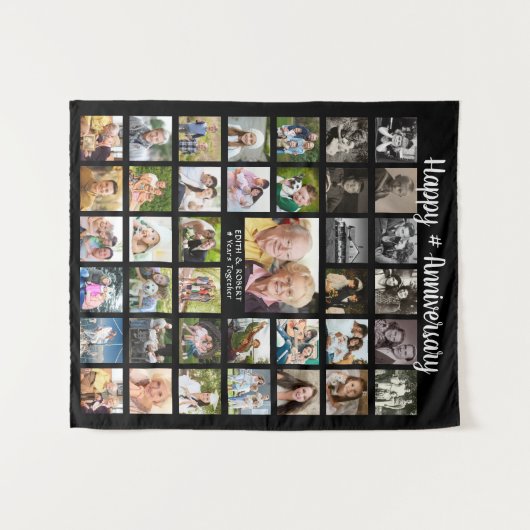 Tenture Collage photo personnalisé 39e anniversaire (Devant (Horizontal))