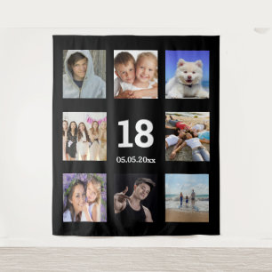 Tenture collage photo personnalisé pour les 18 ans d'un ho