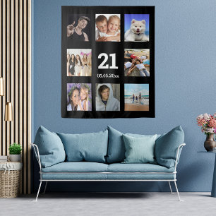 Tenture Collage photo personnalisé pour les 21 ans d'un ho