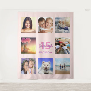 Tenture Collage photo rose gold pour Quinceanera