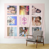Tenture Collage photo rose gold rose pour 21 ans (En situation (horizontale))
