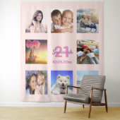 Tenture Collage photo rose gold rose pour 21 ans (En situation)