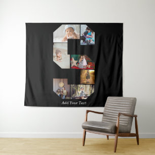 Tenture Collage photo S en lettres noires et blanches