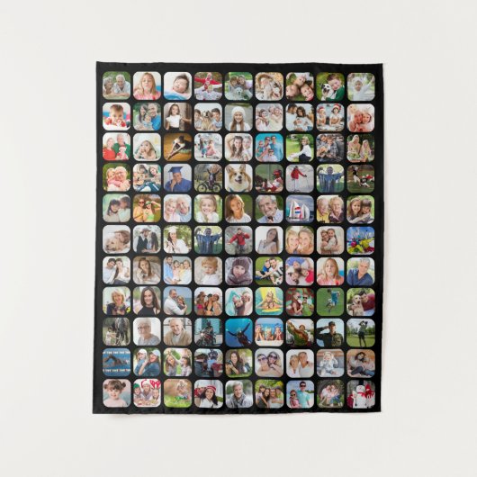 Tenture Collage photo Simple 99 Carré arrondi Noir (Devant)