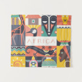 Tenture Collage symbolique africain d'art (Devant (Horizontal))