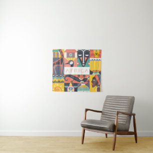 Tenture Collage symbolique africain d'art