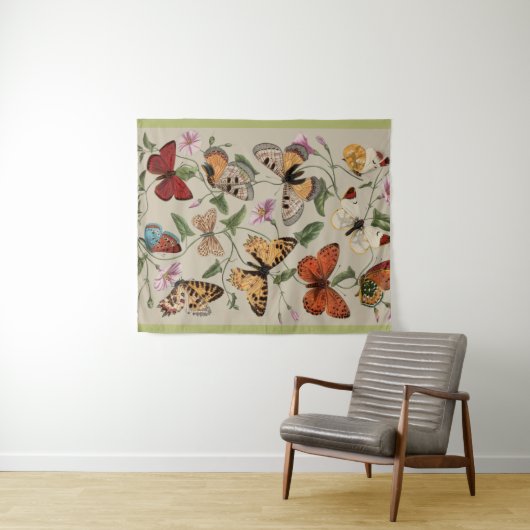 Tenture Collection de la papillon Moth Nature Dessin (En situation (horizontale))