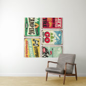 Tenture collection de panneaux rétro randonnée et camping. (En situation (horizontale))