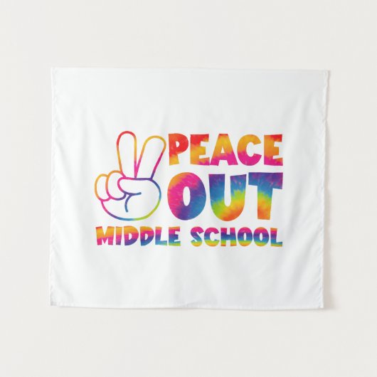Tenture Collège Peace Out Tie Dye Dernier Jour D'école (Devant (Horizontal))