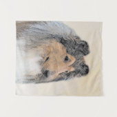 Tenture Collie (Rough) Peinture - Cute Original Chien Art (Devant (Horizontal))