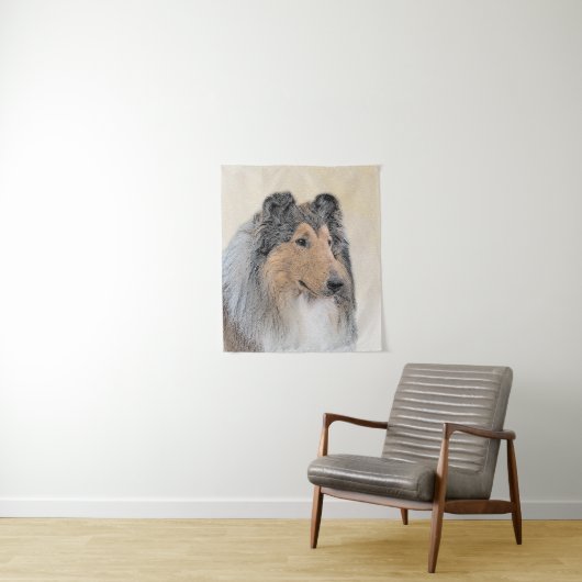 Tenture Collie (Rough) Peinture - Cute Original Chien Art (En situation)