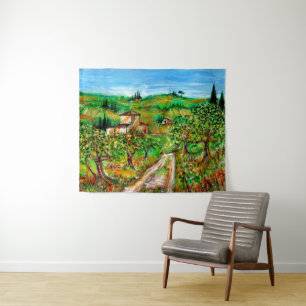 Tenture Collines Vertes Et Oliviers Paysage Toscane