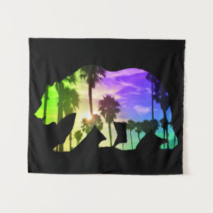 Tenture Coloré California Bear Beach Paysage Palms Soleil