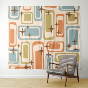 Tenture Coloré Rétro Mi-Siècle moderne Atomique Abstrait