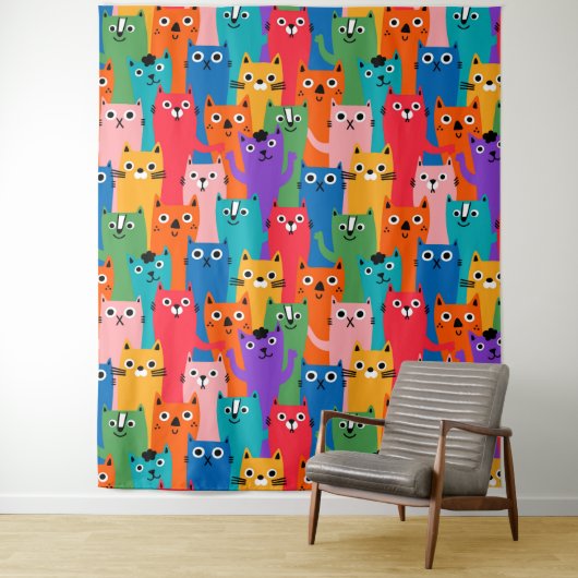 Tenture Colorful cats (En situation)